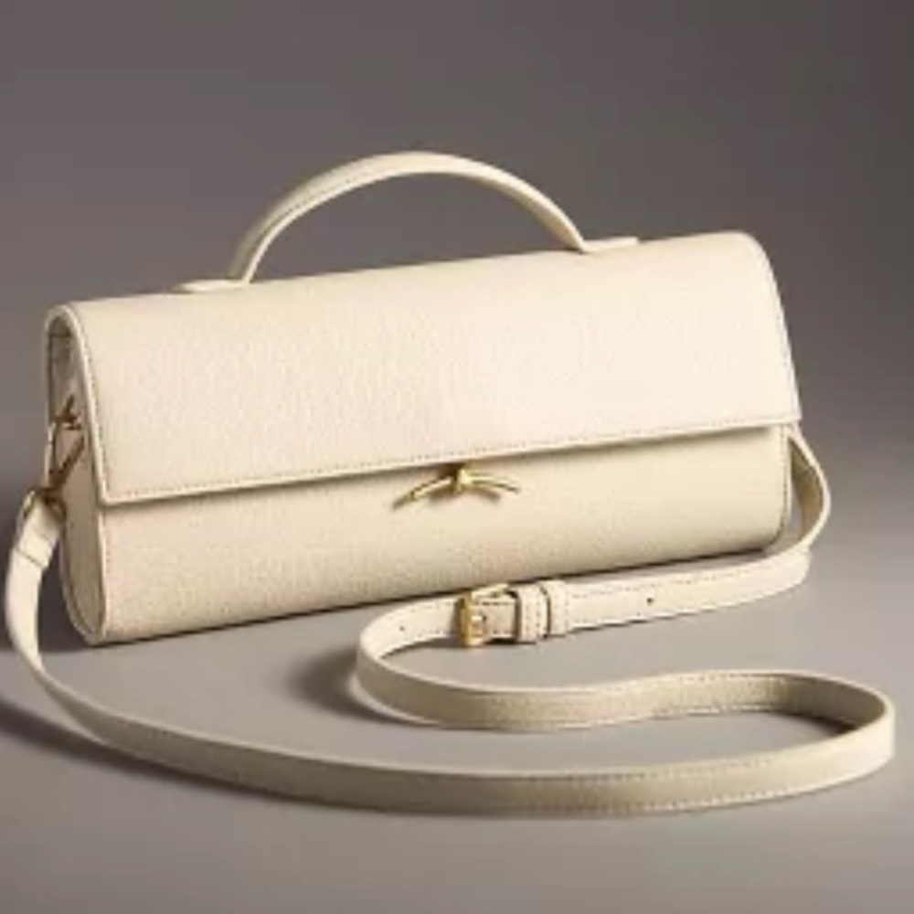 NWT Anthropologie Cream Leather clutch
